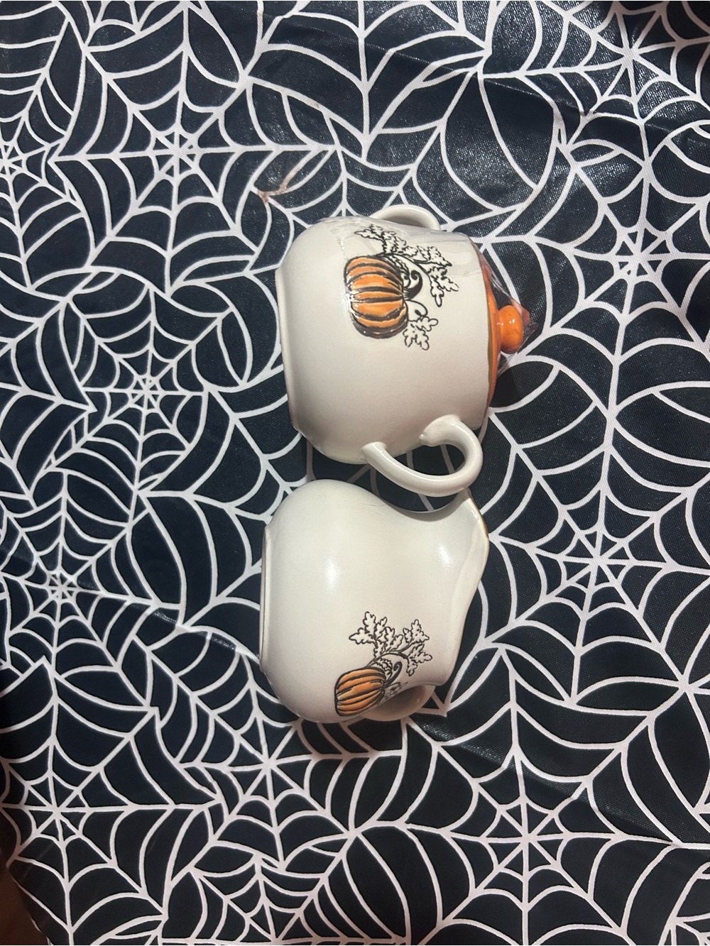 White Ceramic Pumpkin Creamer and Sugar Set - Seasonal Fall Serveware